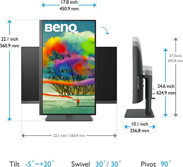 BenQ DesignVue PD2705U - 27” 3840x2160 UHD 16:9 HDR IPS LED 4K Monitor - USB-C